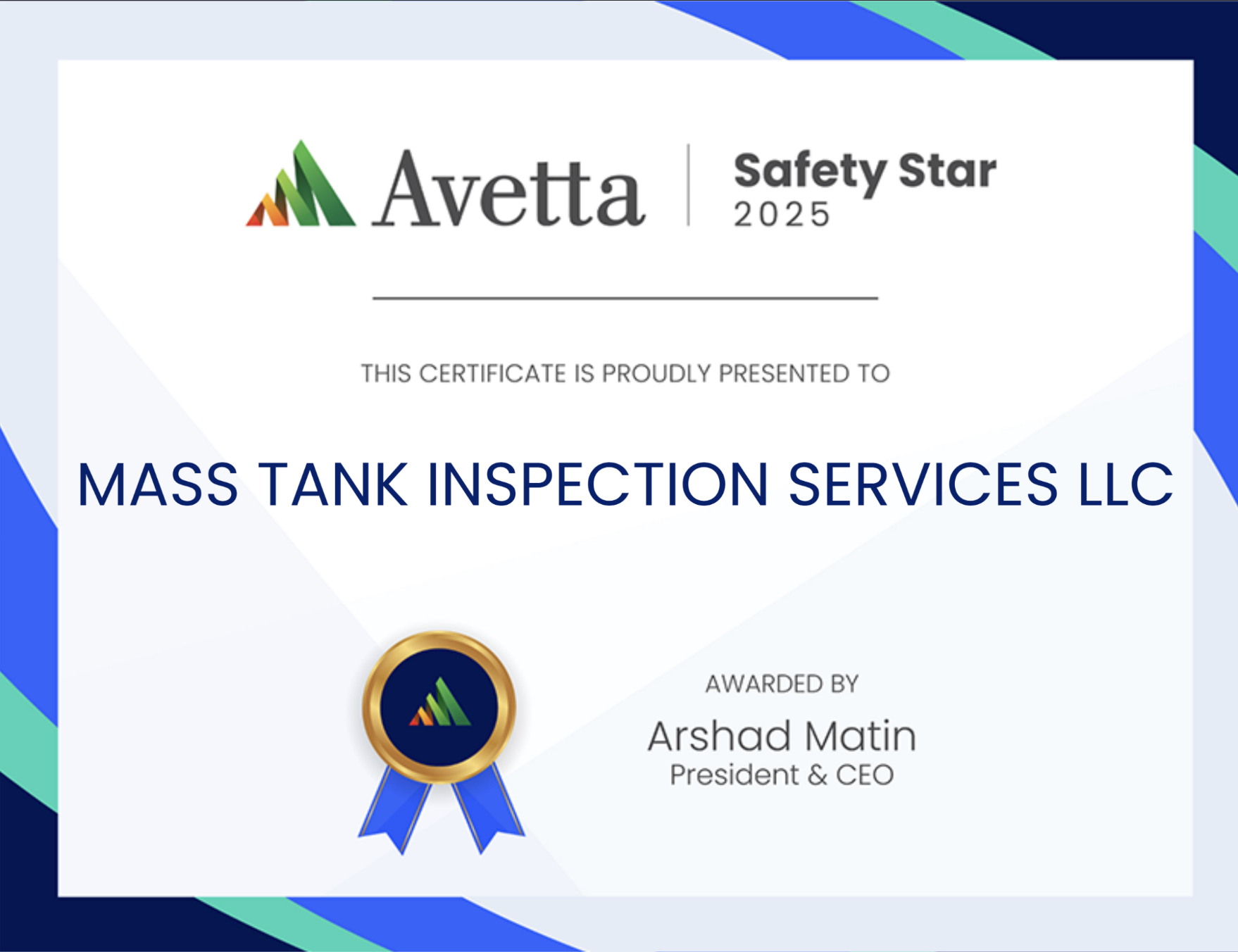 Mass Tank Earns Avetta Diversity Leader and Safety Star Certifications for 2025 2 Avetta Safety Star Award 2025